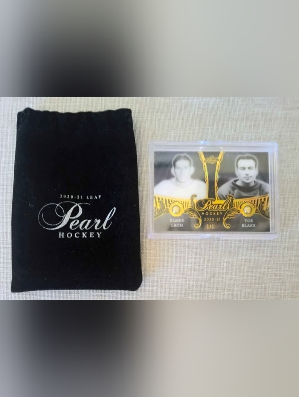 Rare 1 of 1- 2020-21 Leaf Pearl Elmer Lach & Toe Blake pearls hockey card